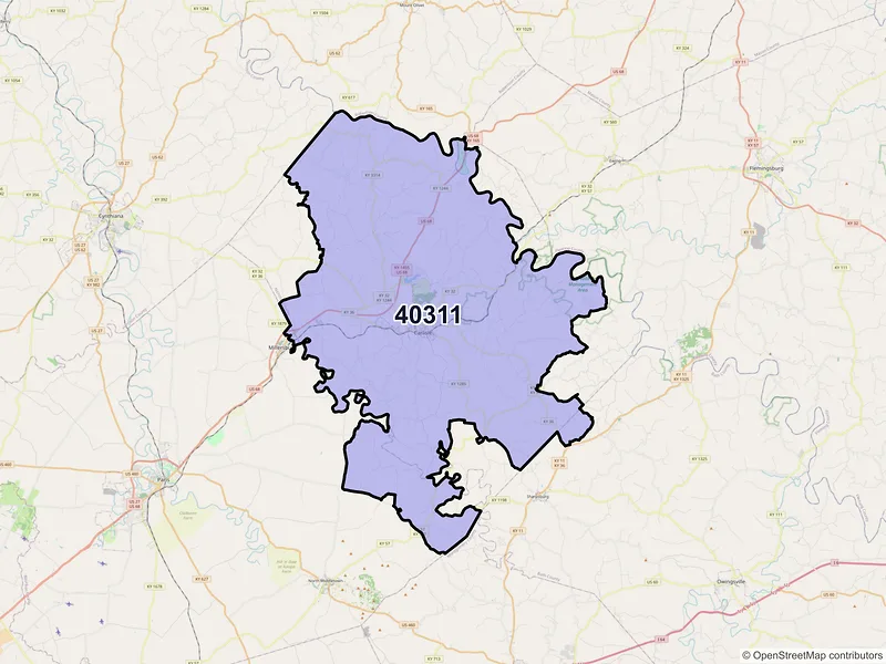 Map of ZIP Code 40311 — Carlisle, KY
