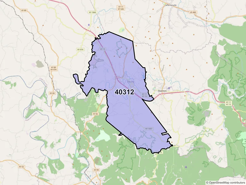 Map of ZIP Code 40312 — Clay City, KY