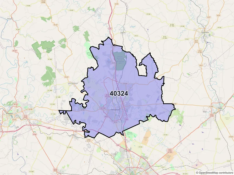 Map of ZIP Code 40324 — Georgetown, KY