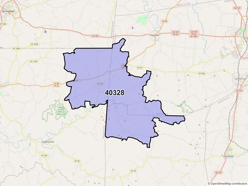 Map of ZIP Code 40328 — Gravel Switch, KY
