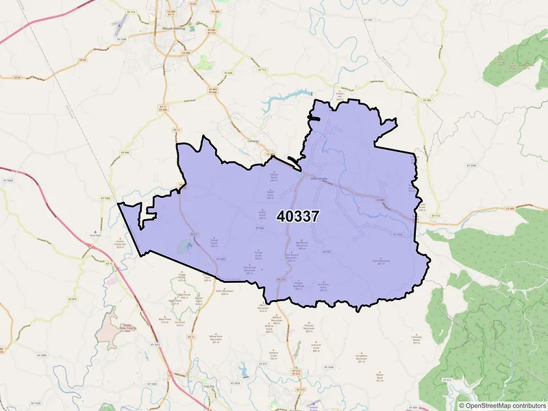 Map of ZIP Code 40337 — Jeffersonville, KY