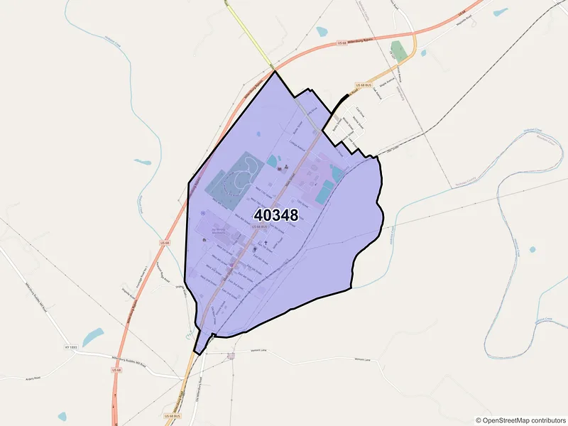 Map of Millersburg, Kentucky and ZIP codes