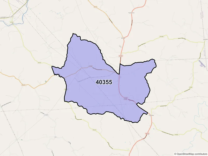 Map of ZIP Code 40355 — New Liberty, KY