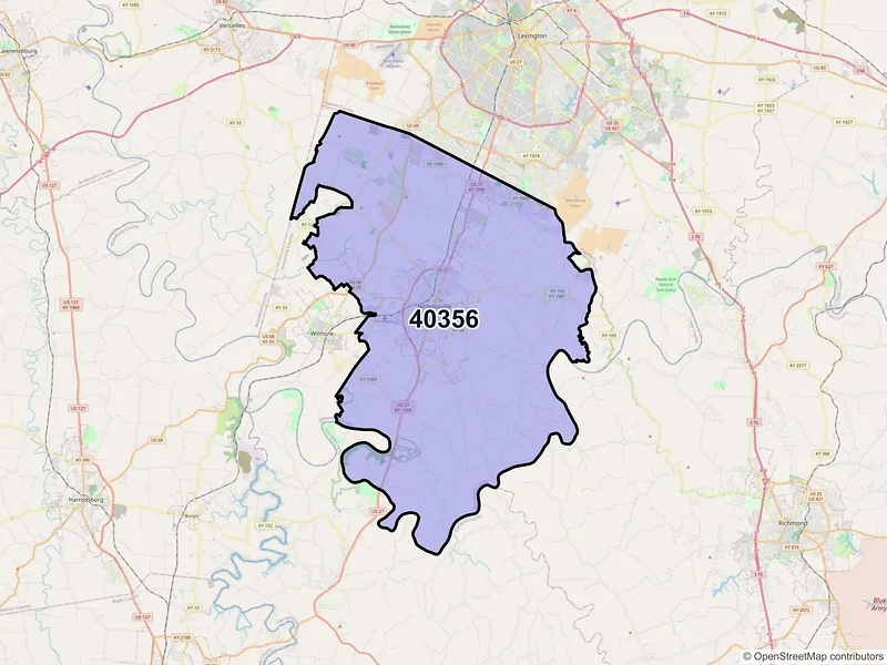 Map of ZIP Code 40356 — Nicholasville, KY