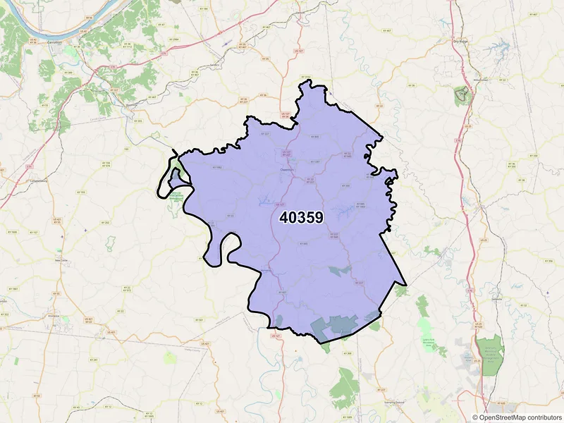 Map of ZIP Code 40359 — Owenton, KY