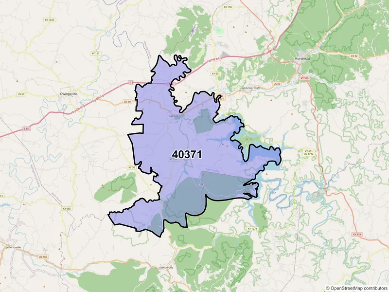 Map of ZIP Code 40371 — Salt Lick, KY