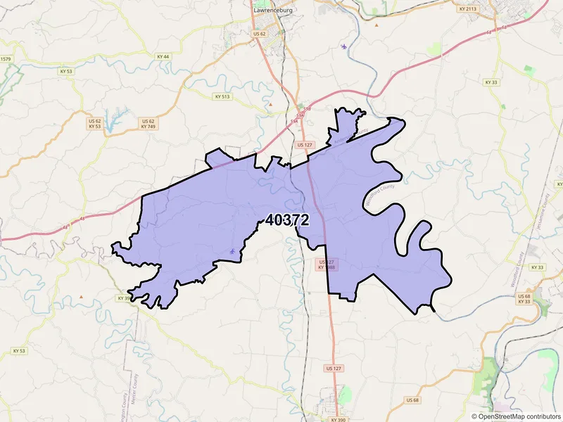 Map of Salvisa, Kentucky and ZIP codes