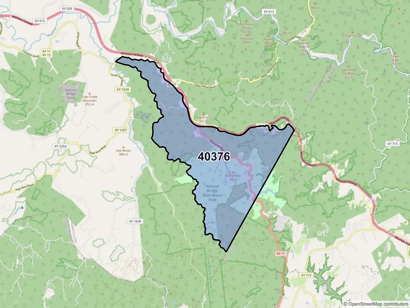 Map of ZIP Code 40376 — Slade, KY