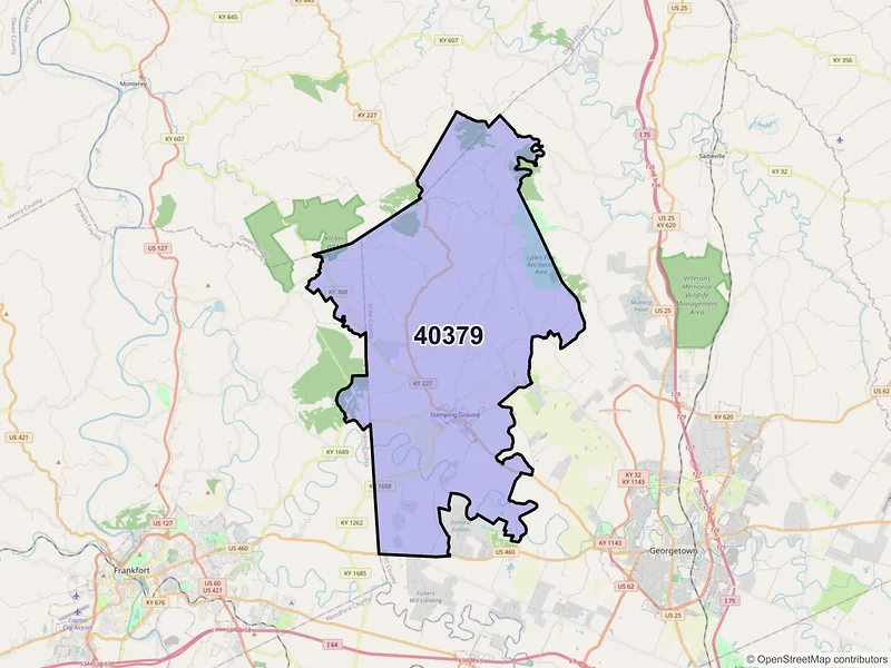 Map of ZIP Code 40379 — Stamping Ground, KY