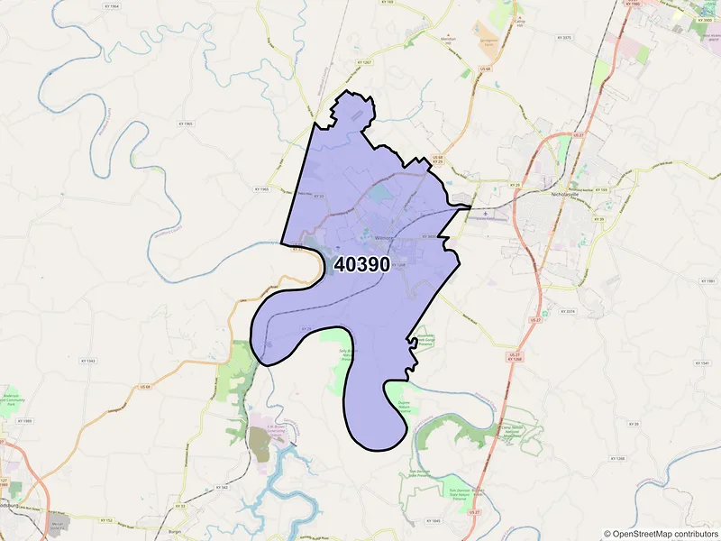 Map of ZIP Code 40390 — Wilmore, KY