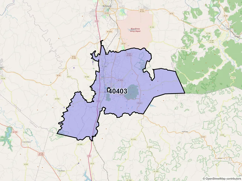 Map of ZIP Code 40403 — Berea, KY