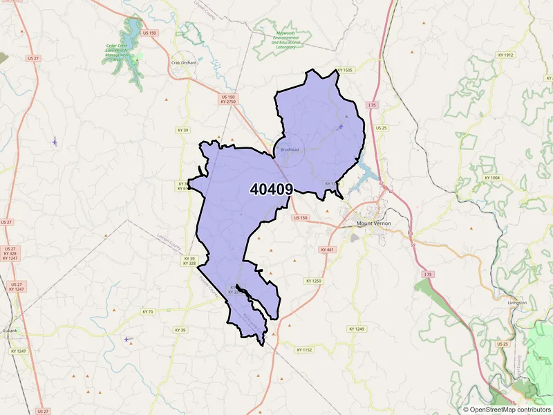 Map of ZIP Code 40409 — Brodhead, KY