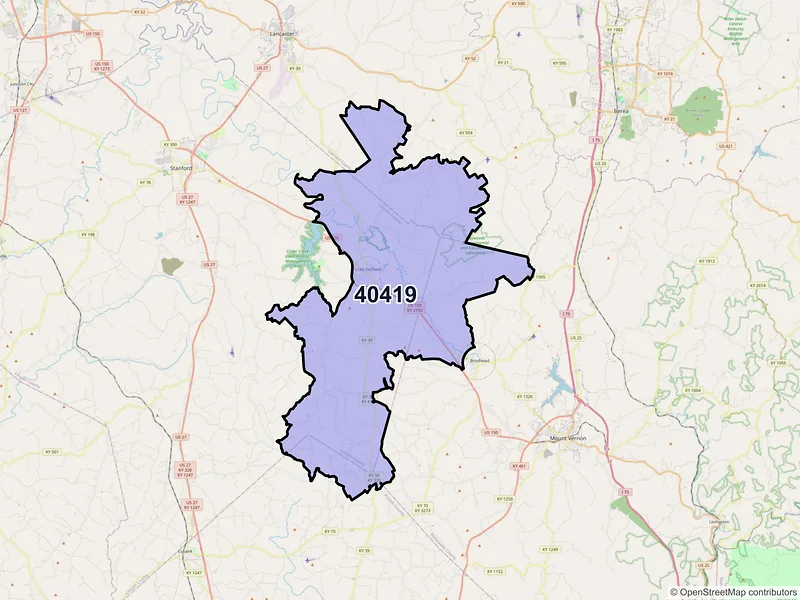 Map of ZIP Code 40419 — Crab Orchard, KY