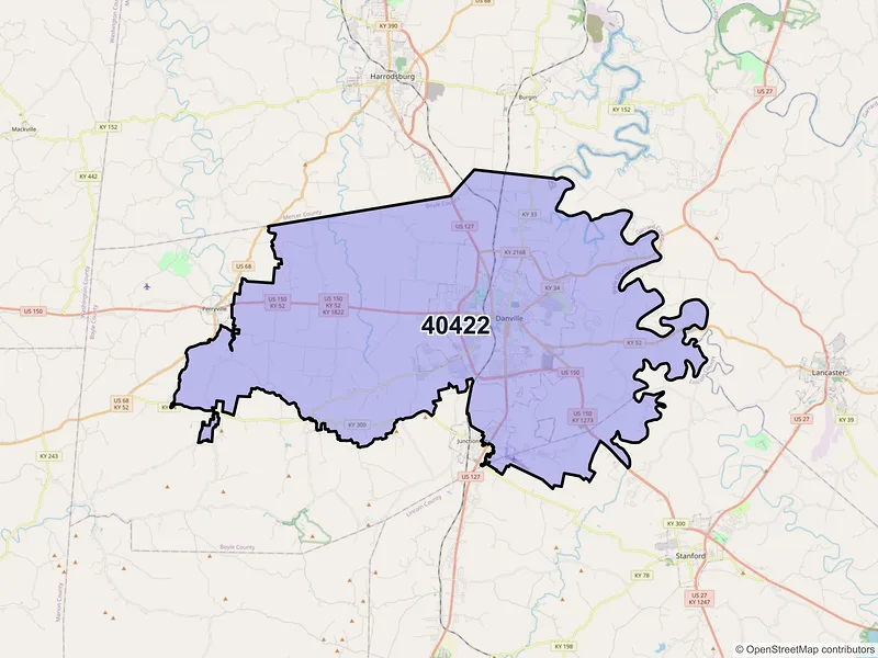 Map of ZIP Code 40422 — Danville, KY
