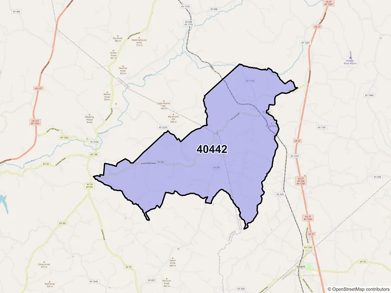 Map of Kings Mountain, Kentucky and ZIP codes