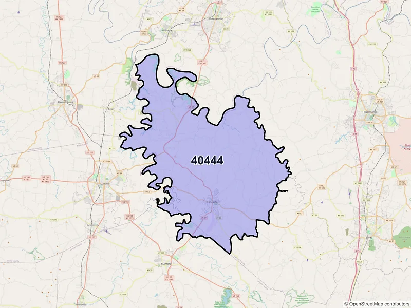 Map of ZIP Code 40444 — Lancaster, KY
