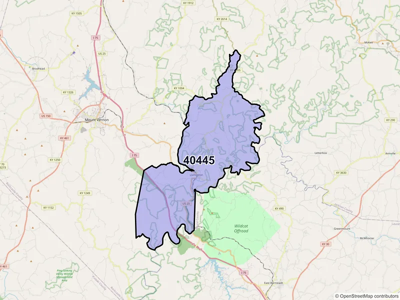 Map of ZIP Code 40445 — Livingston, KY