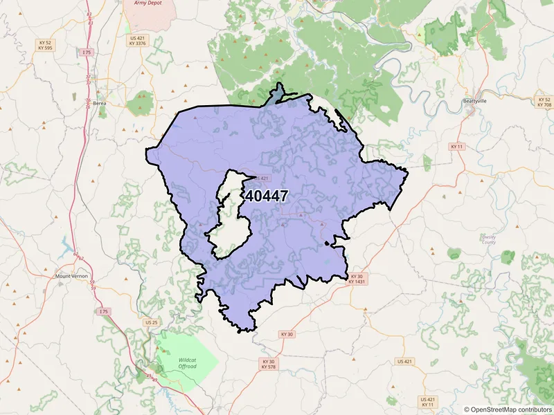 Map of ZIP Code 40447 — Mc Kee, KY