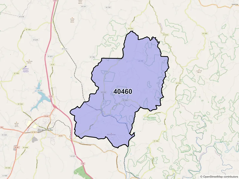 Map of Orlando, Kentucky and ZIP codes