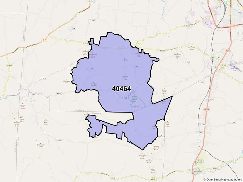 Map of ZIP Code 40464 — Parksville, KY