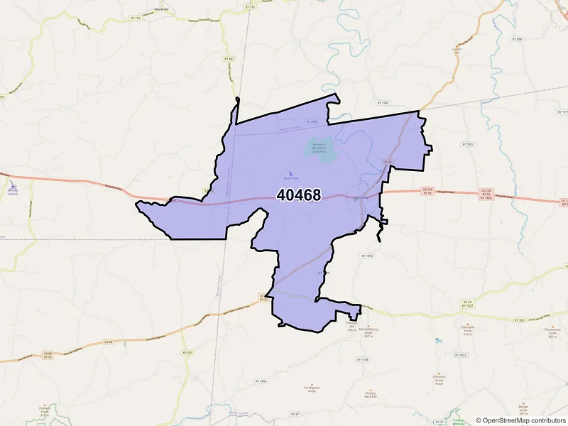 Map of ZIP Code 40468 — Perryville, KY