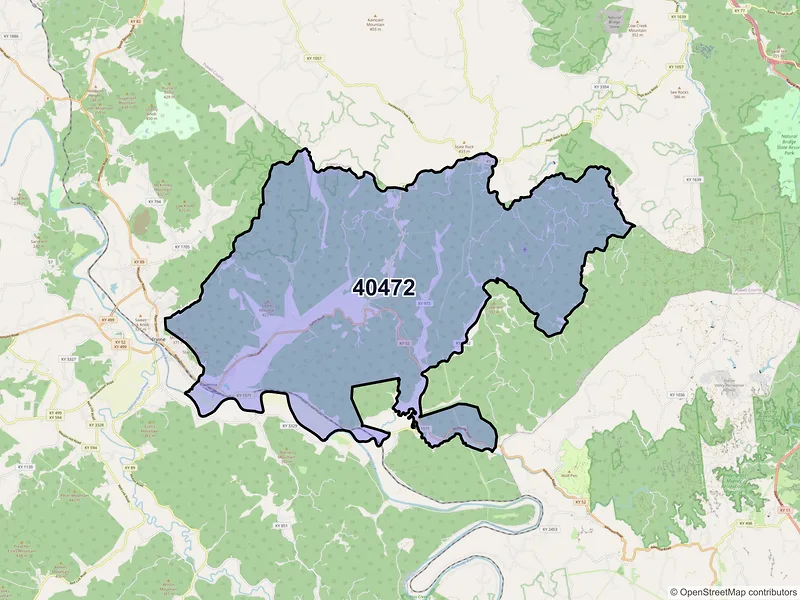 Map of ZIP Code 40472 — Ravenna, KY
