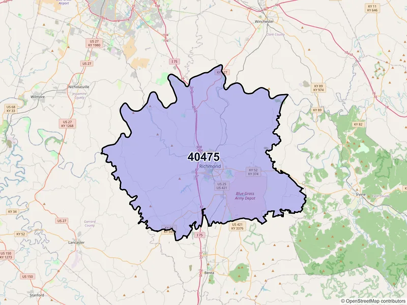 Map of ZIP Code 40475 — Richmond, KY