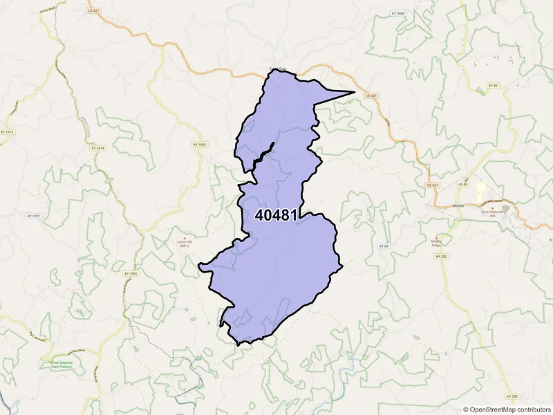 Map of ZIP Code 40481 — Sandgap, KY