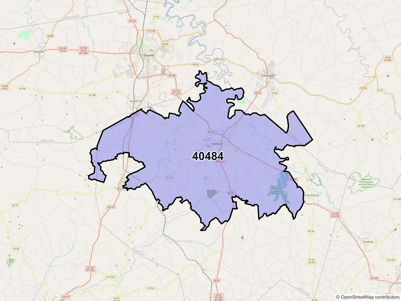 Map of ZIP Code 40484 — Stanford, KY