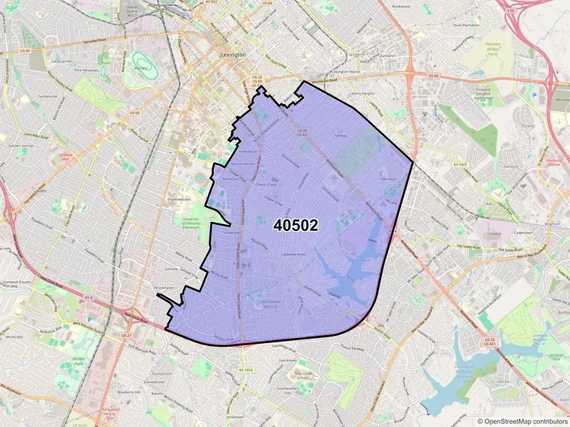 Map of ZIP Code 40502 — Lexington, KY
