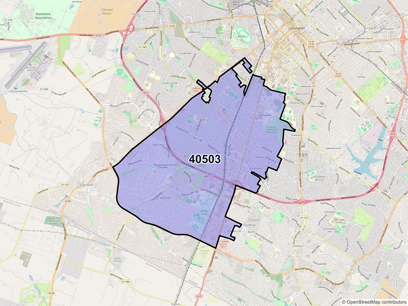 Map of ZIP Code 40503 — Lexington, KY