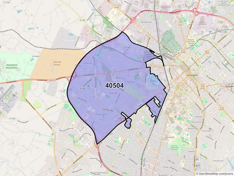 Map of ZIP Code 40504 — Lexington, KY