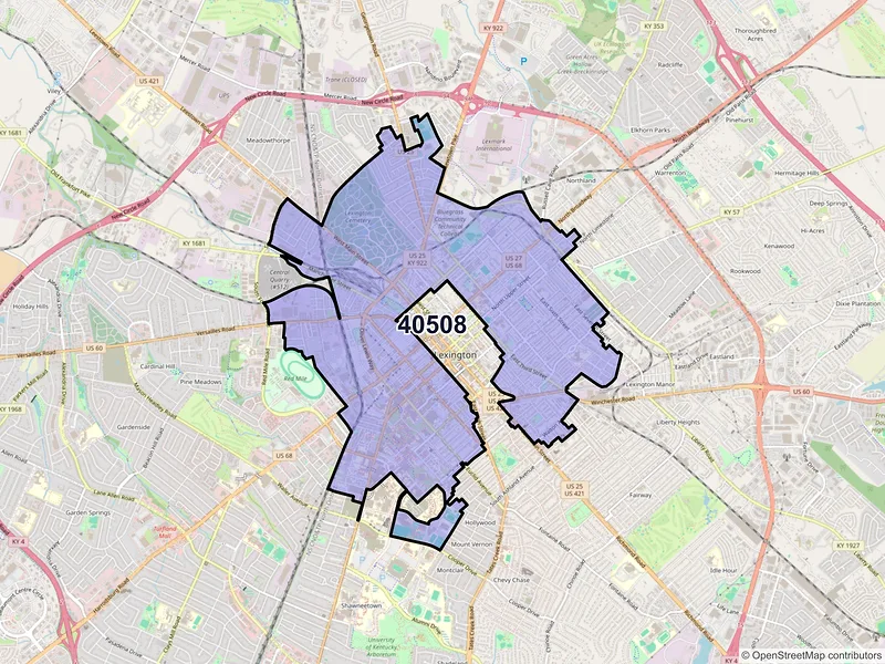Map of ZIP Code 40508 — Lexington, KY