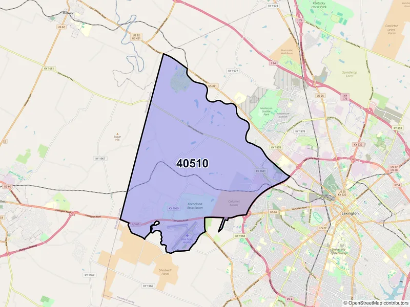 Map of ZIP Code 40510 — Lexington, KY