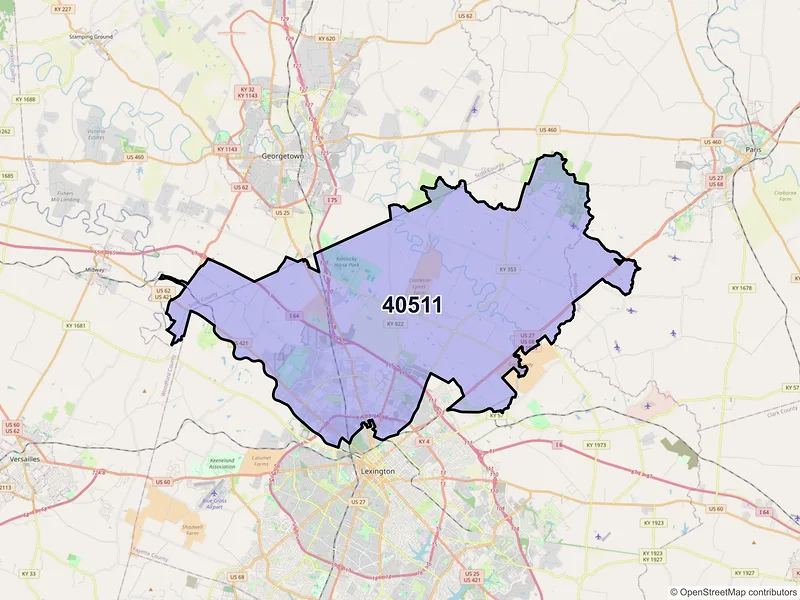 Map of ZIP Code 40511 — Lexington, KY