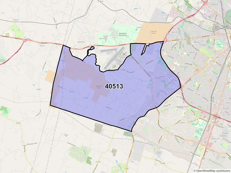 Map of ZIP Code 40513 — Lexington, KY