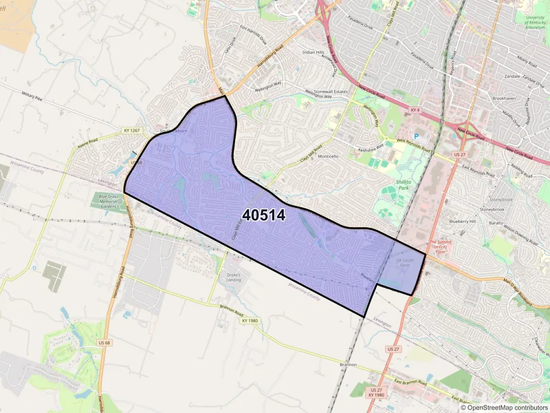 Map of ZIP Code 40514 — Lexington, KY