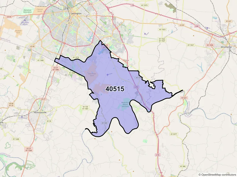 Map of ZIP Code 40515 — Lexington, KY