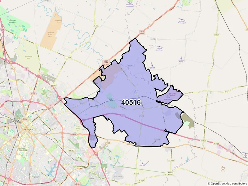 Map of ZIP Code 40516 — Lexington, KY