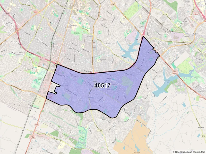 Map of ZIP Code 40517 — Lexington, KY