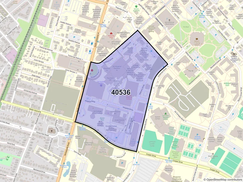 Map of ZIP Code 40536 — Lexington, KY