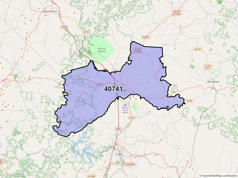 Map of ZIP Code 40741 — London, KY