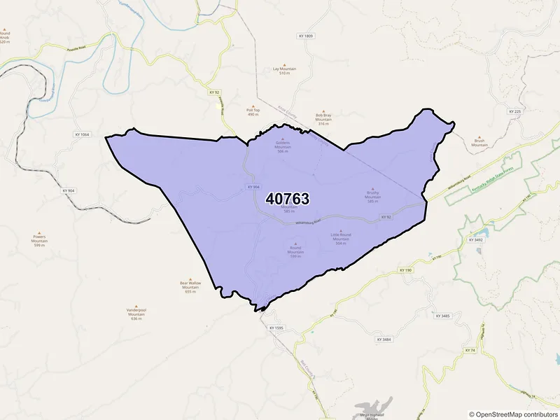 Map of ZIP Code 40763 — Siler, KY
