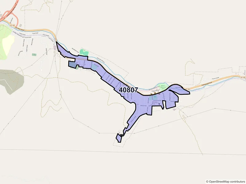 Map of Benham, Kentucky and ZIP codes