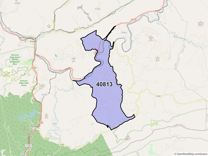 Map of ZIP Code 40813 — Calvin, KY