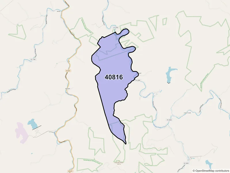 Map of ZIP Code 40816 — Chappell, KY