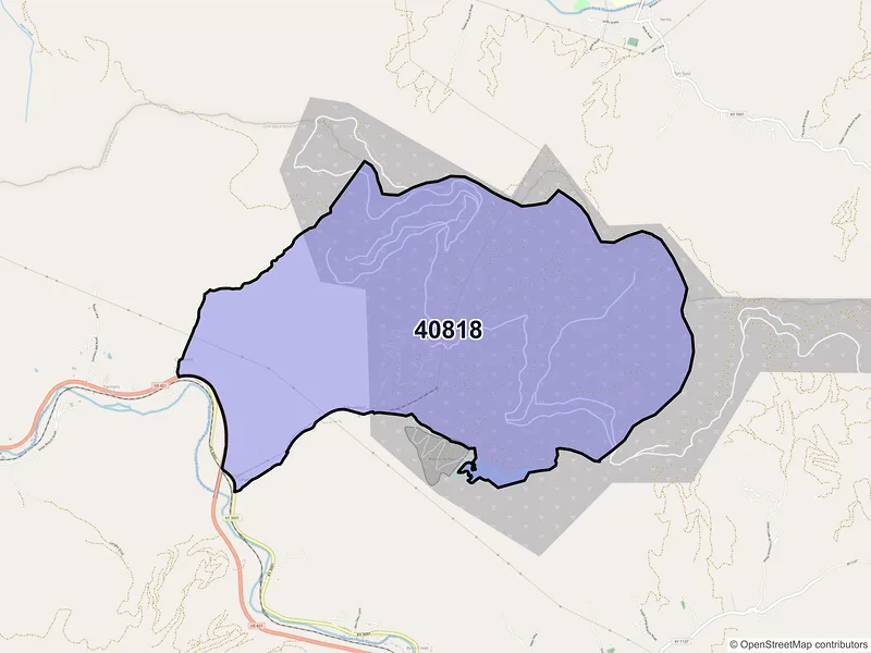 Map of ZIP Code 40818 — Coalgood, KY