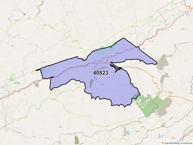 Map of ZIP Code 40823 — Cumberland, KY