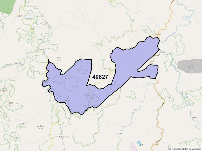 Map of ZIP Code 40827 — Essie, KY