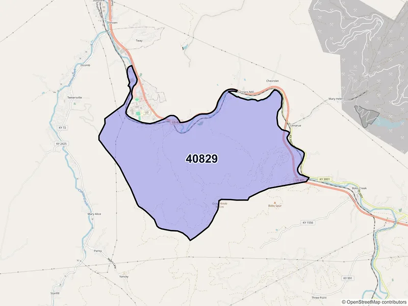 Map of Grays Knob, Kentucky and ZIP codes